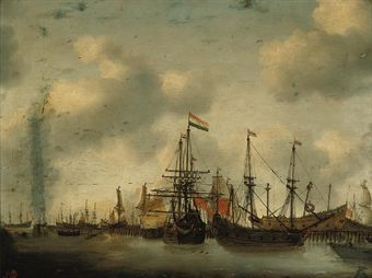 dutch-men-o-war-and-other-shipping-in-a-harbour