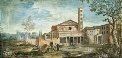 the-church-of-santa-croce-in-gerusalemme-rome-signed-on-the-reverse-dipinse-sarti-bolognese-fran-ces-co-verificare