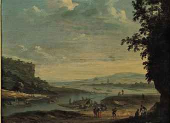 figures-by-a-ferry-in-an-extensive-river-landscape