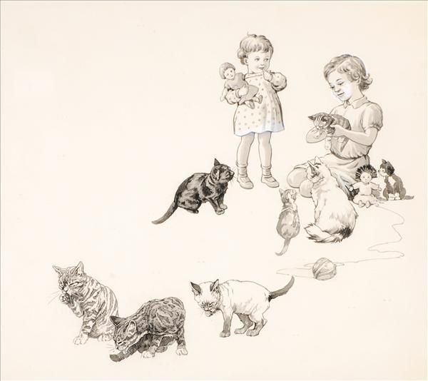 children-playing-with-kittens