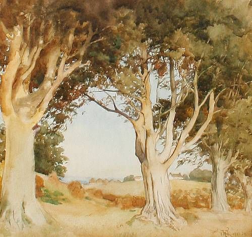 study-of-trees-with-a-view-of-cottages-in-the-distance