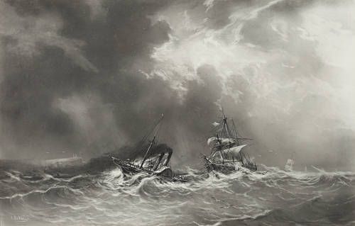 a-paddle-steamer-towing-a-ship-on-stormy-seas
