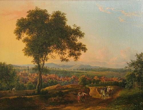 an-extensive-landscape-with-a-view-of-a-town-and-figures-in-the-foreground