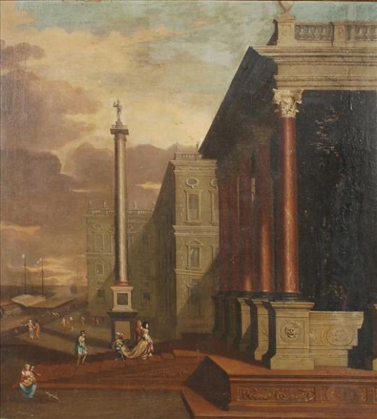 a-port-scene-with-figures-by-a-portico-and-an-italianate-palace-beyond