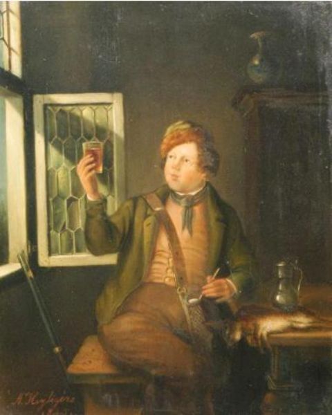 jager-die-zijn-glas-heft