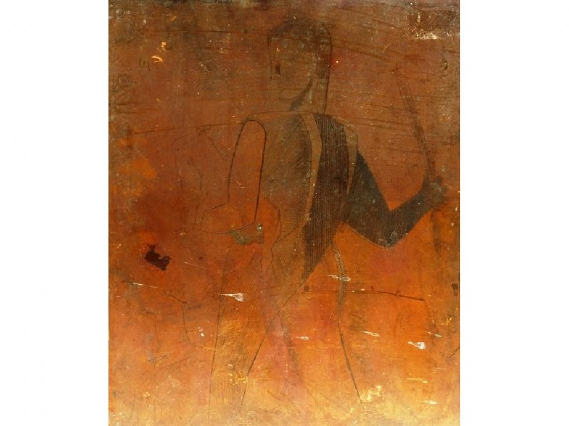 an-etched-copper-plate-of-a-figure-with-a-staff-by-a-sheep