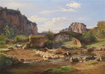 southern-landscape-with-sheep-by-a-ford