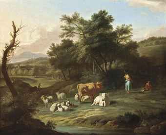a-wooded-river-landscape-with-drovers-and-their-cattle-at-rest