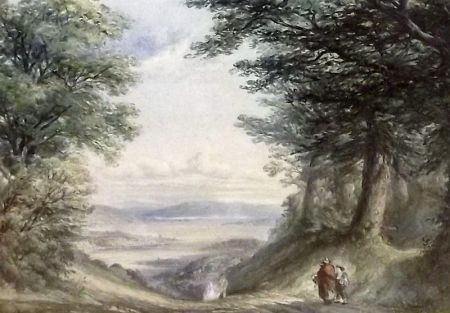 figures-on-a-hillside-roadway-coastal-town-beyond
