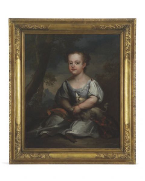 portrait-of-a-sarah-cosby-small-ful-length-in-a-blue-dress-seated-in-a-wooded-landscape-with-a-dog-in-her-lap