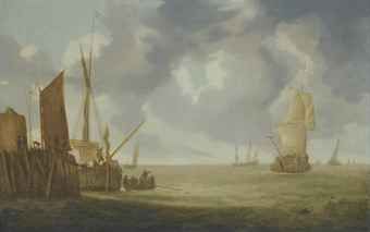 shipping-in-a-breeze-a-man-o-war-and-other-shipping-beyond