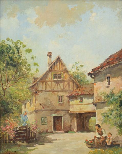 village-scene-with-females-gossiping