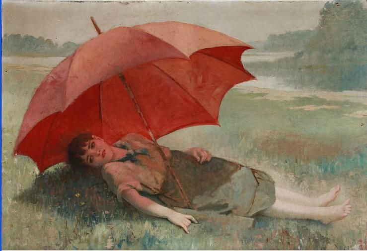 a-girl-under-a-red-umbrella-in-a-meadow
