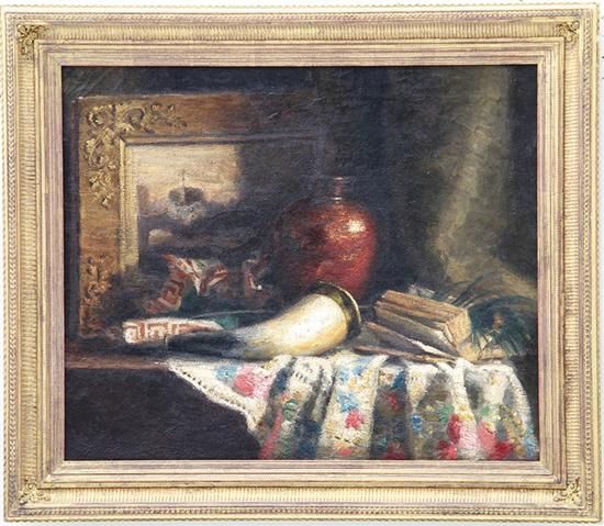 still-life-with-painting-book-jug-and-horn