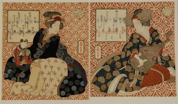 geisha-playing-biwa-and-geisha-with-boy-doll