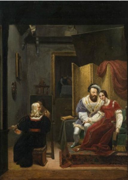 leonard-de-vinci-peignant-francois-ier-et-sa-maitresse