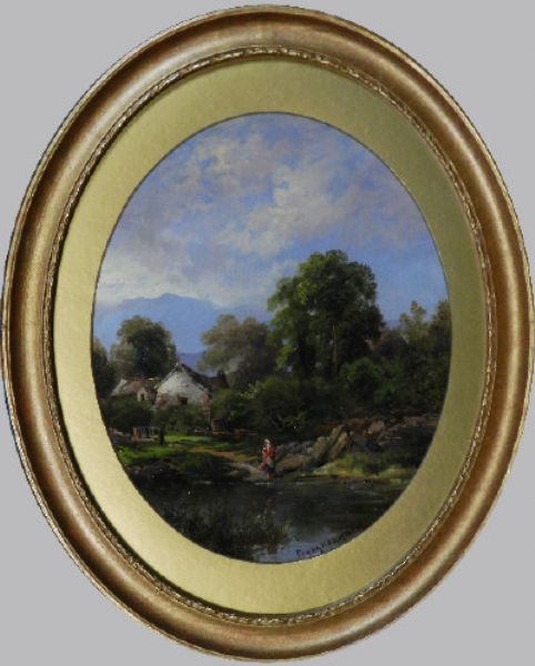 anglers-in-a-punt-in-a-wooded-lake-landscape