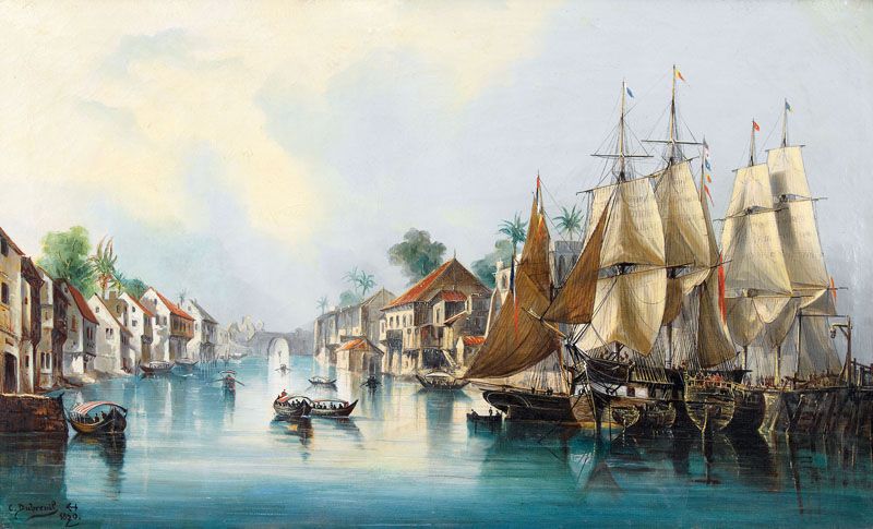 exotische-flusspartie-mit-segelschiffen
