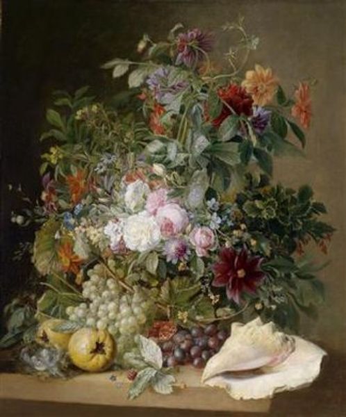 large-decorative-still-life-with-bird-s-nest-pomegranates-and-shell