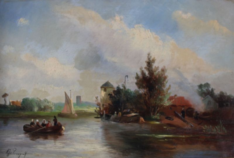 een-rivierlandschap-met-roeiboot