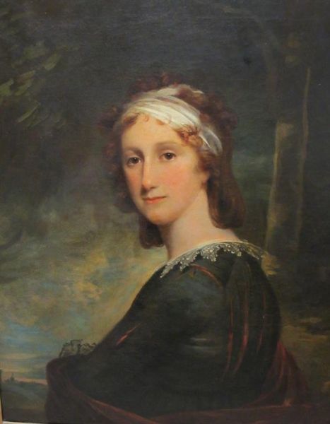 portrait-of-mrs-brownell-murphy-in-an-olive-green-dress-with-white-lace-collar-and-red-wrap-wearing-a-white-bandeau-a-wood