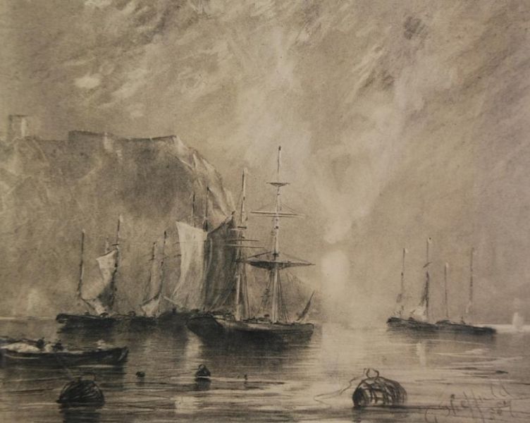 coastal-scene-with-high-cliffs-and-sailing-vessels-moored