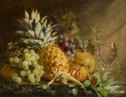 a-still-life-with-pineapple-grapes-and-a-crystal-goblet