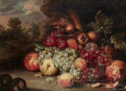 nature-morte-aux-raisins-pommes-et-grenades