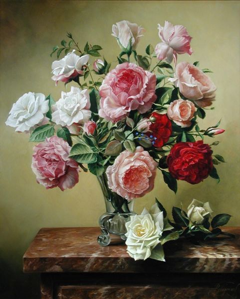still-life-of-red-and-pink-roses-on-a-marble-plinth
