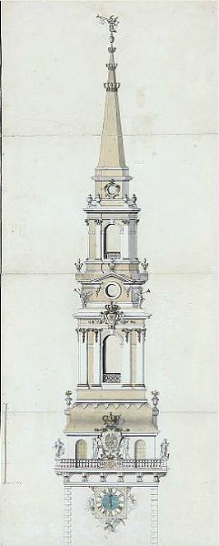 drawing-of-the-spire-of-the-church-of-our-lady-in-copenhagen-with-a-sample-of-the-tower