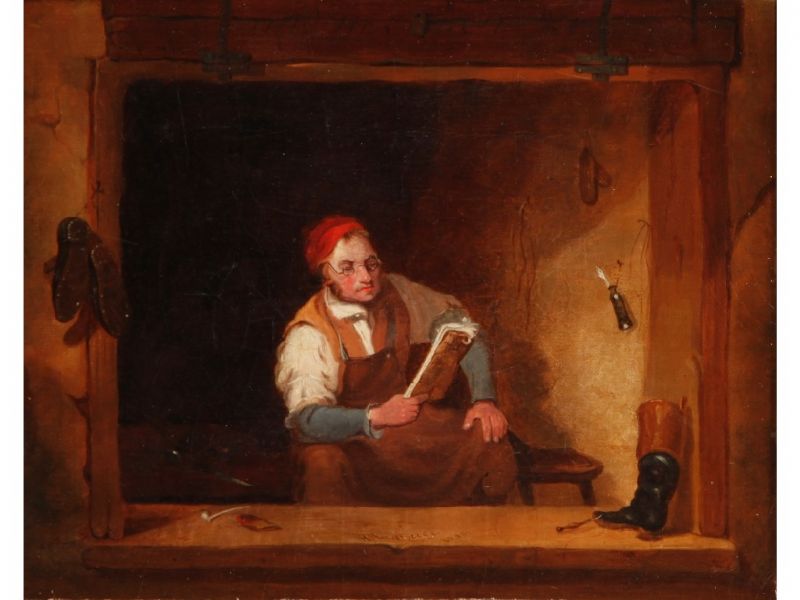a-cobbler-seated-at-his-shop-window