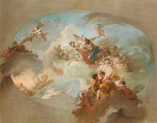 allegorie-de-l-ete-avec-flore-zephyr-mars-venus-et-le-char-d-apollon-dans-un-ovale-peint-etude
