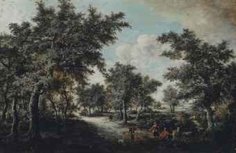 a-wooded-landscape-with-falconers-on-a-path