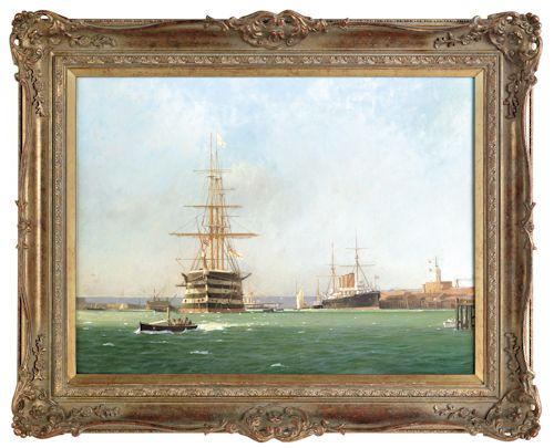 the-h-m-s-victory-at-anchor-off-the-sea-wall-at-portsmouth