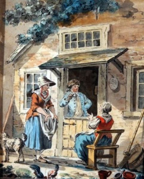 figures-in-conversation-outside-a-cottage