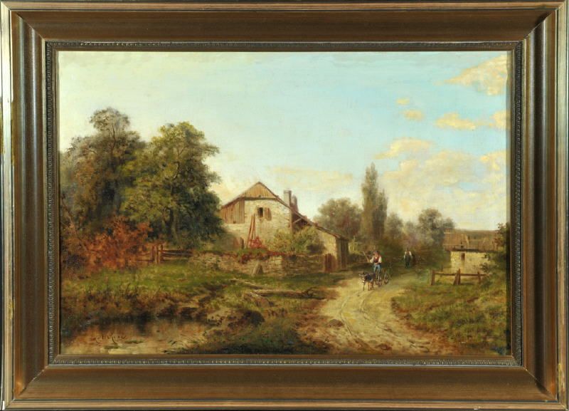 bauer-mit-eselkarren-am-weg-vor-gehoft