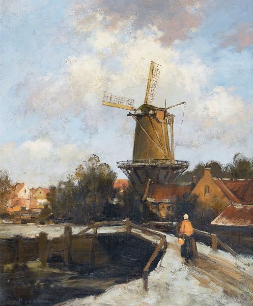 brucke-mit-bauerin-und-windmuhle