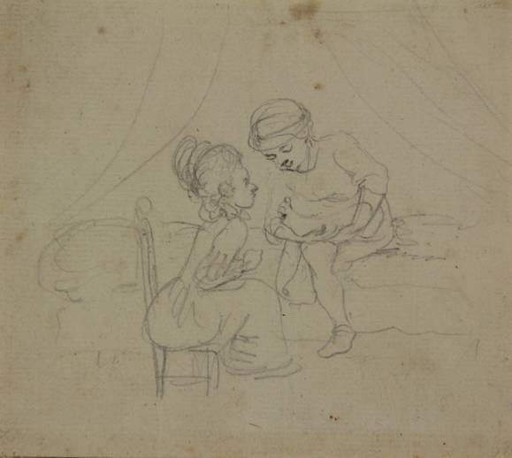 man-seated-on-a-bed-showing-his-foot-to-a-lady