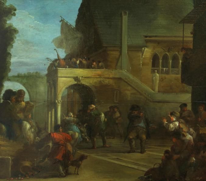 a-skirmish-in-a-courtyard