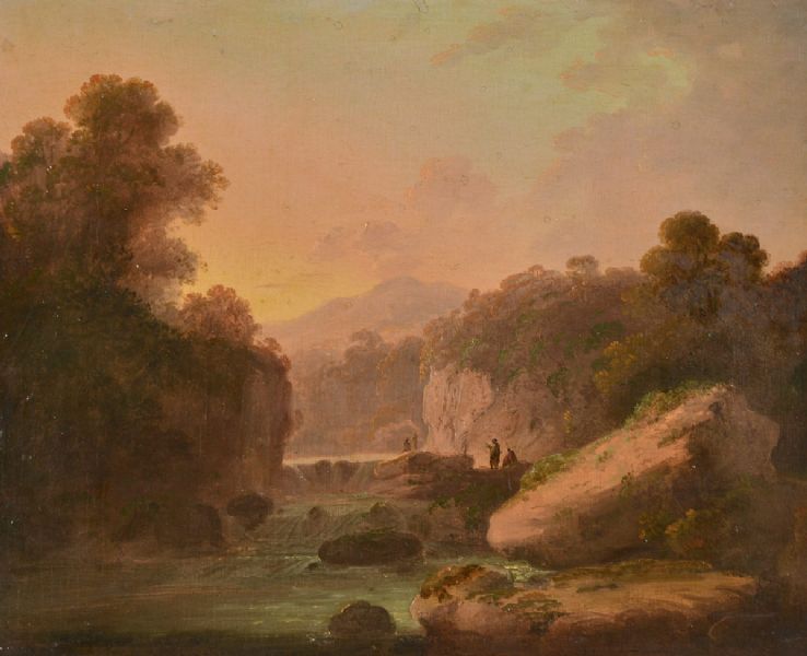 classic-landscape-with-figures-by-a-river-with-small-waterfall