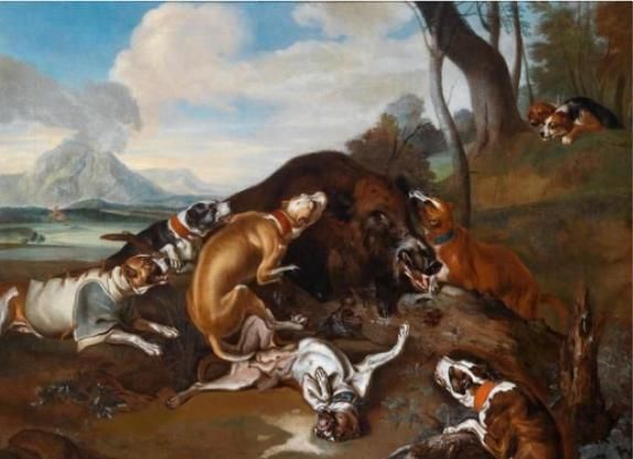 hounds-attacking-a-wild-boar