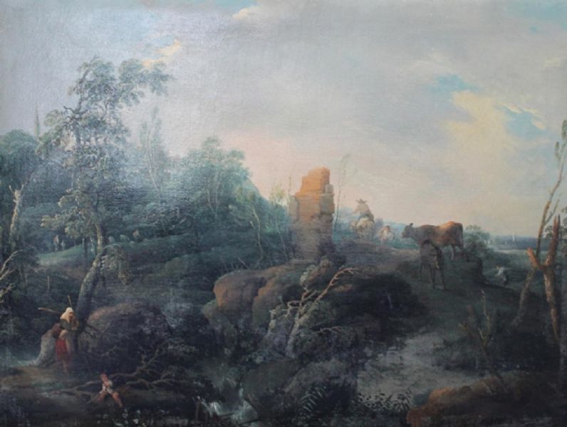 travellers-and-cattle-in-a-hillside-landscape