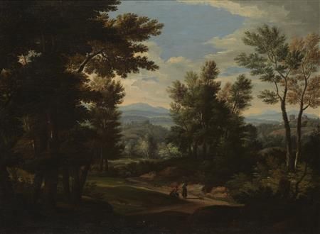 a-wooded-classical-landscape-with-figures-on-a-path