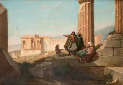 vue-du-temple-d-erechtheion-a-travers-la-colon-nade-du-parthenon