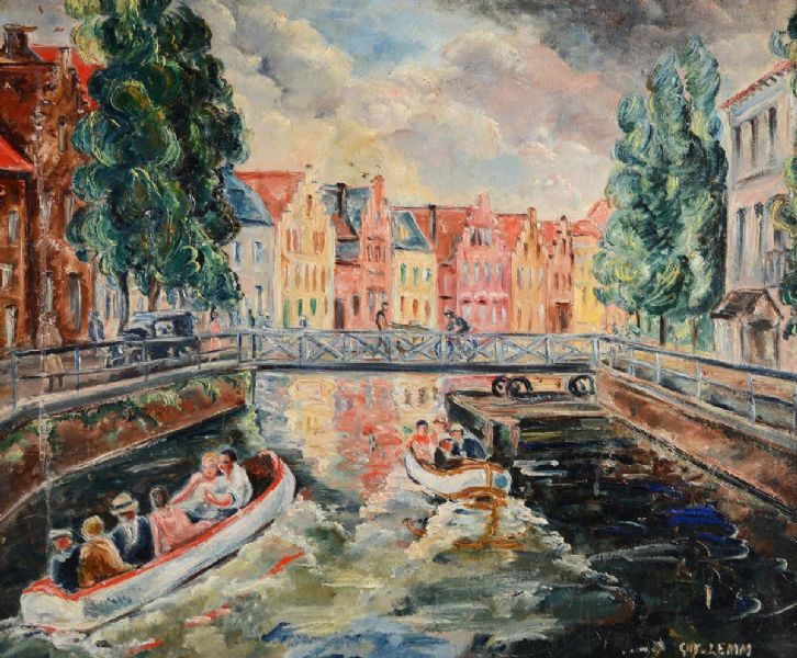 stadsscen-med-kanal-med-batar-och-overgaende-bro
