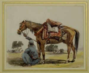 soldier-with-a-horse-with-a-camel-sheltering-beneath-a-tree-beyond