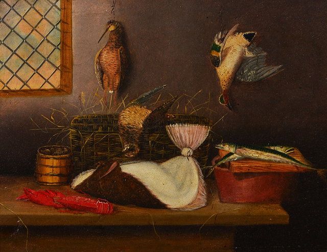 a-pair-of-still-life-showing-dead-game-pheasants-fish-and-birds