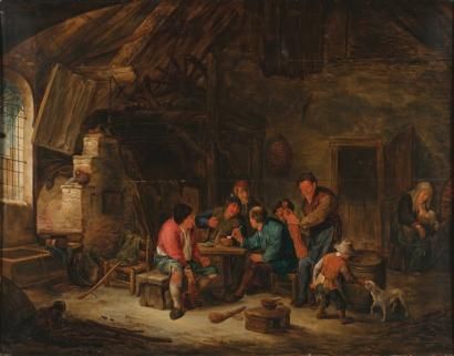 fumeurs-et-violoniste-dans-un-interieur-rustique