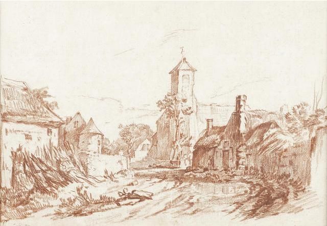 a-village-road-with-a-church
