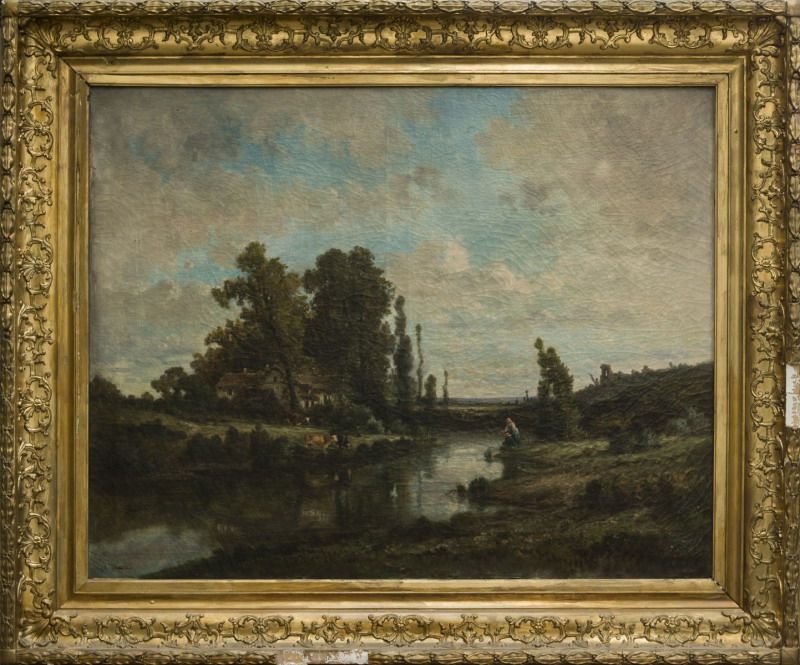 paysage-de-riviere-anime-d-un-couple-de-pecheurs-et-de-vaches-s-abreuvant